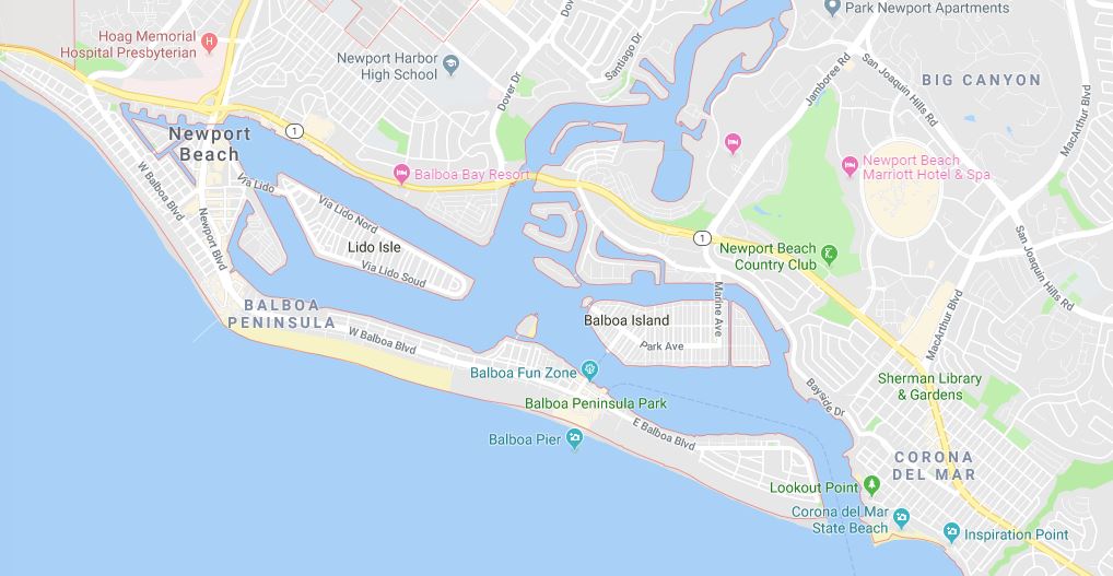 Newport Beach Google Map 
